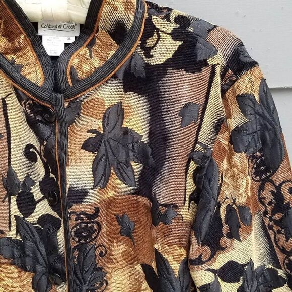 Coldwater Creek Gold Black Tapestry Jacket size XL - Picture 9 of 12
